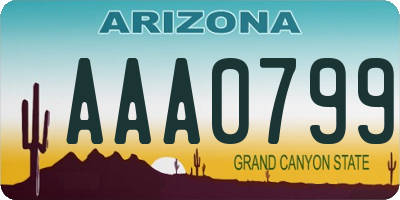 AZ license plate AAA0799