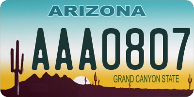 AZ license plate AAA0807