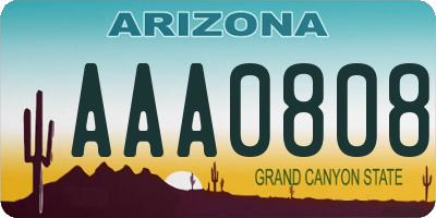 AZ license plate AAA0808