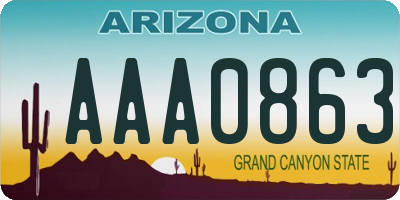AZ license plate AAA0863
