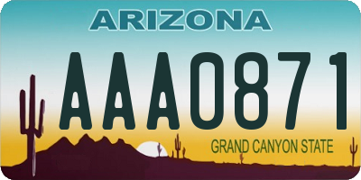 AZ license plate AAA0871