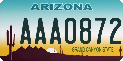 AZ license plate AAA0872