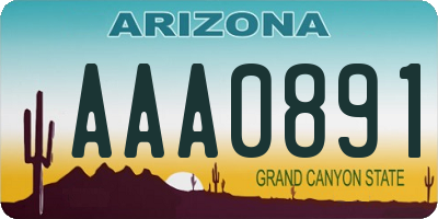 AZ license plate AAA0891