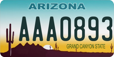AZ license plate AAA0893