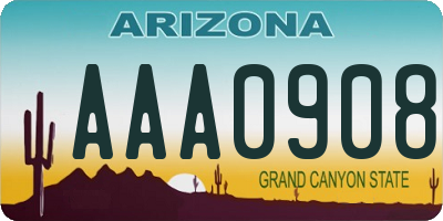 AZ license plate AAA0908