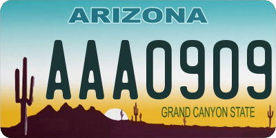 AZ license plate AAA0909