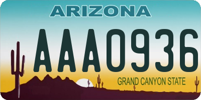 AZ license plate AAA0936