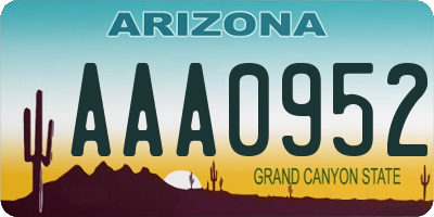 AZ license plate AAA0952