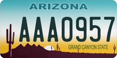 AZ license plate AAA0957