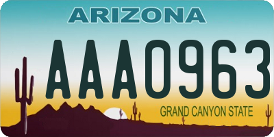 AZ license plate AAA0963