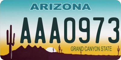 AZ license plate AAA0973
