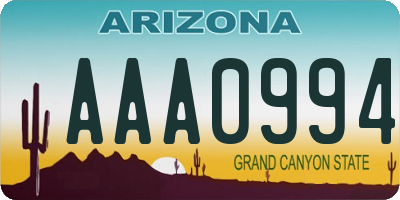 AZ license plate AAA0994