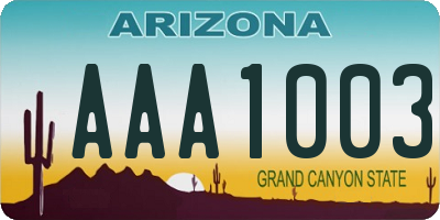 AZ license plate AAA1003