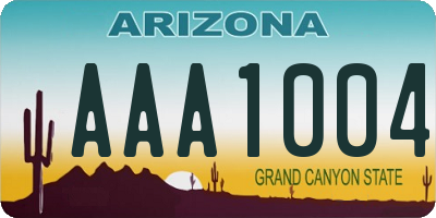 AZ license plate AAA1004