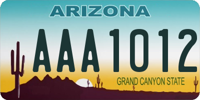 AZ license plate AAA1012