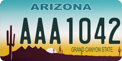 AZ license plate AAA1042