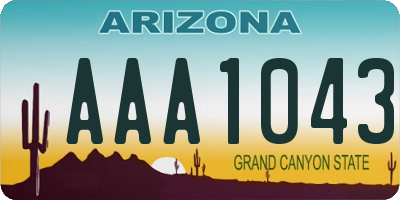 AZ license plate AAA1043