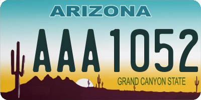 AZ license plate AAA1052