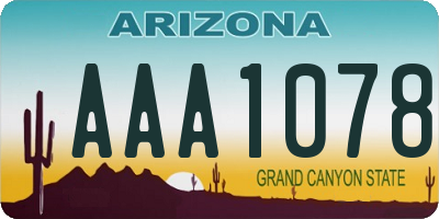 AZ license plate AAA1078