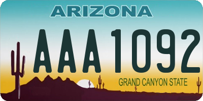 AZ license plate AAA1092