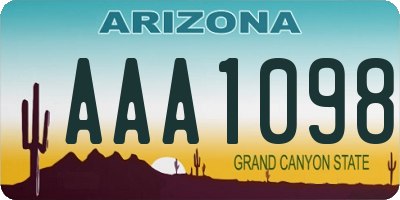 AZ license plate AAA1098