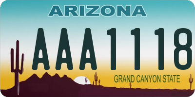 AZ license plate AAA1118