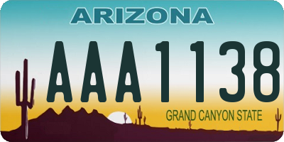 AZ license plate AAA1138