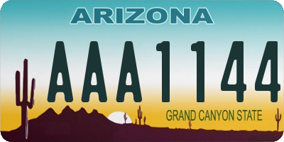 AZ license plate AAA1144