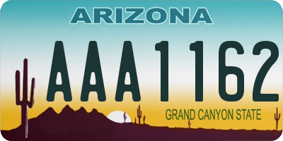 AZ license plate AAA1162
