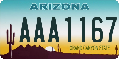 AZ license plate AAA1167