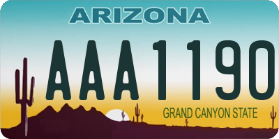 AZ license plate AAA1190