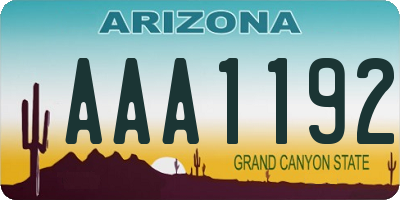 AZ license plate AAA1192