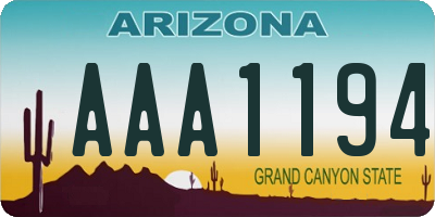AZ license plate AAA1194