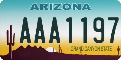 AZ license plate AAA1197