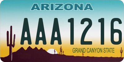 AZ license plate AAA1216