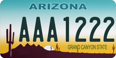 AZ license plate AAA1222