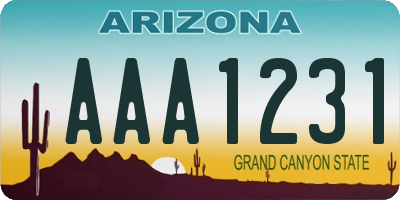 AZ license plate AAA1231