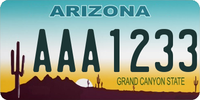 AZ license plate AAA1233