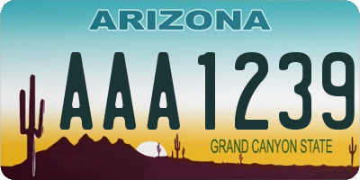 AZ license plate AAA1239