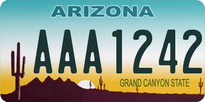 AZ license plate AAA1242