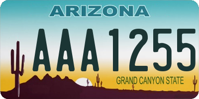 AZ license plate AAA1255