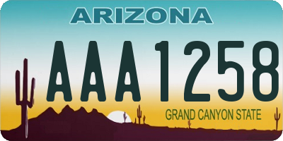 AZ license plate AAA1258