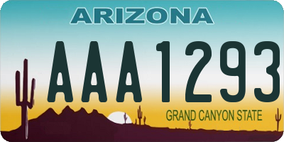 AZ license plate AAA1293