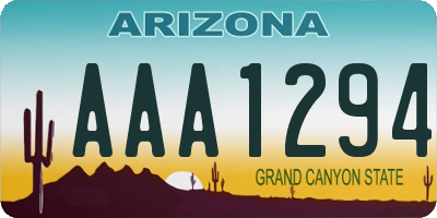 AZ license plate AAA1294