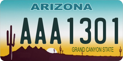 AZ license plate AAA1301