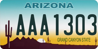 AZ license plate AAA1303