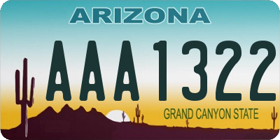AZ license plate AAA1322