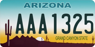 AZ license plate AAA1325