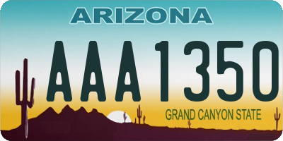 AZ license plate AAA1350