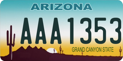 AZ license plate AAA1353
